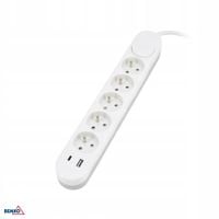 Przedłużacz 5 gniazd + wyłącznik + 2x USB(C+A) 1.5mmx2.0m