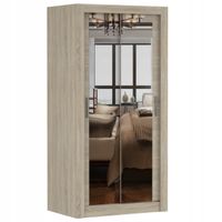 Szafa przesuwna MILAN 100x64 SONOMA/SONOMA+LUSTRO półki pojemna PRODUCENT