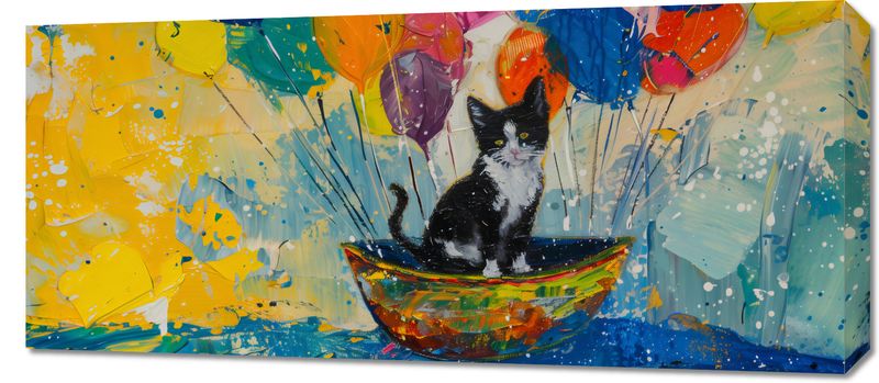 Obraz 90x40cm Kot na Łodzi zdjęcie 1