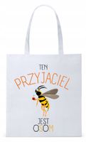 Dla Przyjaciela Na Prezent Torba Eco Biała Shopper Z Nadrukiem Ze Zdjęciem