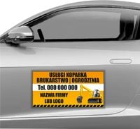 MAGNES NA SAMOCHÓD MATA MAGNETYCZNA REKLAMOWA 60X30 USŁUGI KOPARKĄ