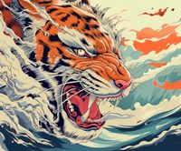 Plakat 60x50cm Tygrys Na Fali