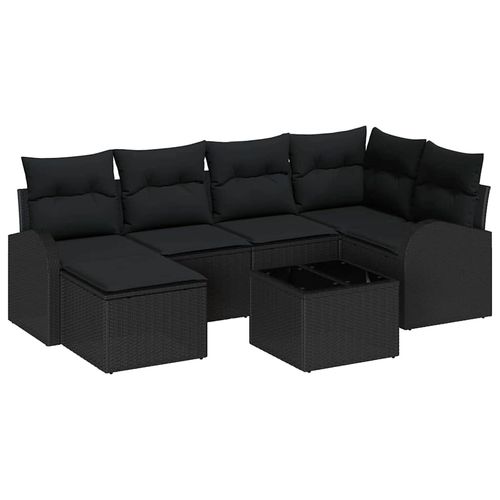 Zestaw Sof na Ogród 7 pcs Czarny polirattan na Arena.pl