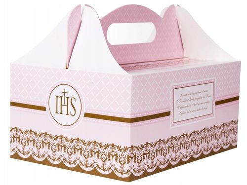 Pudełko Komunijne na Ciasto Pojemnik Na Tort Róż na Arena.pl