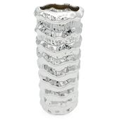 WAZON SREBRNY NA KWIATY WYSOKI CERAMICZNY FLAKON NOWOCZESNY 23cm