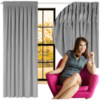Zasłona welurowa 140x250 cm na taśmie szara zacieniająca welur velvet gruba