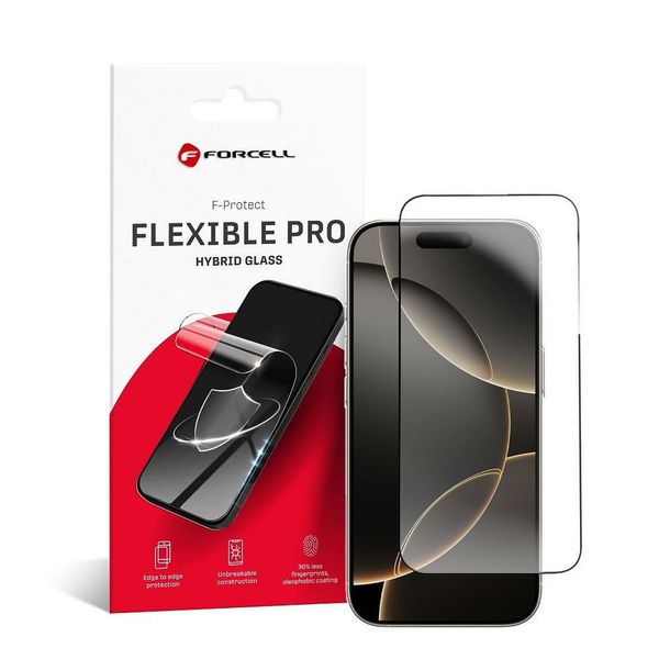 Szkło hybrydowe do iPhone 16 PRO MAX Forcell Flexible 5D czarne zdjęcie 1