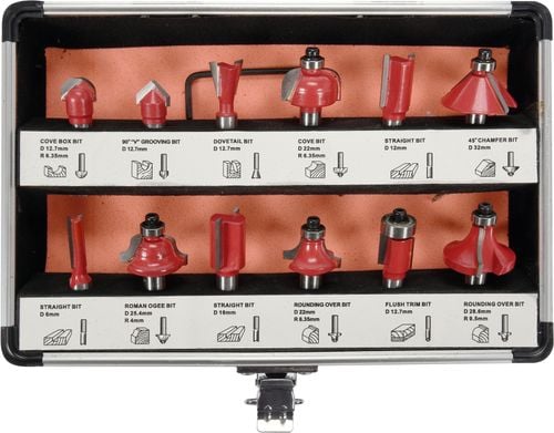 zestaw frezów widiowych do drewna 12 części - yt-68005 na Arena.pl