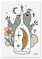 Plakat ilustracja księżyc kaktus 61x91 cm