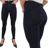 KLASYCZNE ELASTYCZNE JEANSY DAMSKIE WYSOKI STAN CZARNE Black