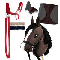 Zestaw Skippi - Hobby Horse Gniady - Derka szary i brąz - Kantar czerwony