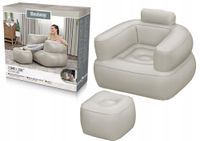 FOTEL DMUCHANY SZARY JASNY Z PODNÓŻKIEM COMFI CUBE BESTWAY 75137