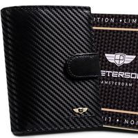 carbonowy, skórzany portfel męski na karty - peterson