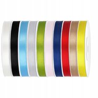 TASIEMKA TASIEMKI SATYNOWE WSTĄŻKA MIX KOLORÓW 6mm x 25m! ZESTAW 10 szt.