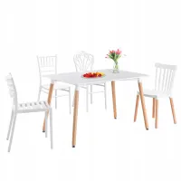 STÓŁ SKANDYNAWSKI DSW BIAŁY 120x80 CM DREWNIANE NOGI NOWOCZESNY DESIGN