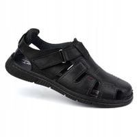 Sandały męskie skórzane na rzep POLSKIE 222KAM czarne 42