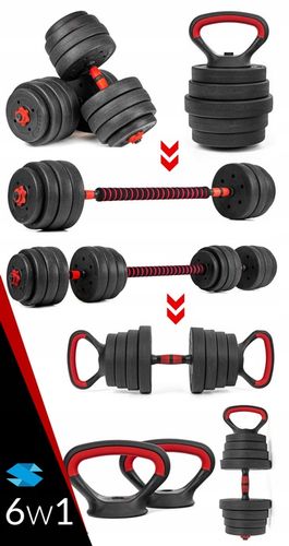 HANTLE regulowane 2x20KG sztanga KETTLEBELL zestaw HANTLI 6w1 GRYFY uchwyty na Arena.pl