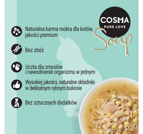 COSMA Soup Zupa Pierś Kurczaka ze Szparagami przysmak kota mokra karma 40g na Arena.pl