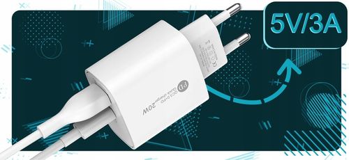 ZESTAW | SZYBKA ŁADOWARKA DO iPhone SIECIOWA USB TYPE-C + KABEL | 3000mA na Arena.pl