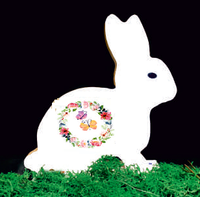 królik drewniany wycinany z nadrukiem  16 x 16 cm