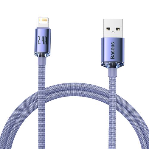 kabel usb do lightning baseus crystal shine, 2.4a, 1.2m (fioletowy) na Arena.pl