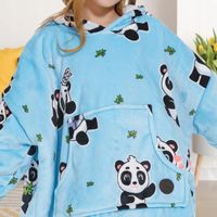 BLUZA Z KAPTUREM OVERSIZE KOC KOCOBLUZA MIĘKKA CIEPŁA PLUSZOWA SHERPA 69cm