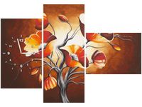 100CM 70CM ZEGAR 3 ELEM MAKI BRĄZACH ŚCIENNY OBRAZ