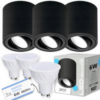 3x SPOT OPRAWA NATYNKOWA HALOGENOWA tuba ruchoma GU10 6W zimna żarówka LED