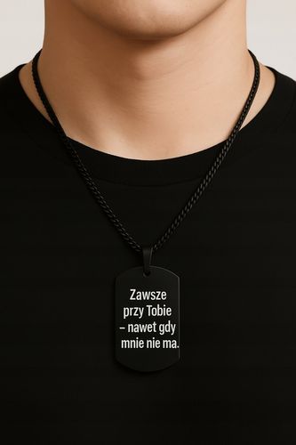 Czarny łańcuszek męski nieśmiertelnik stal chirurgiczna 316l grawer na Arena.pl