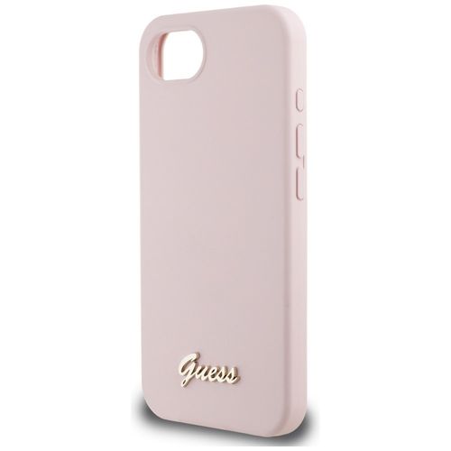 Etui Guess Silicone Script Metal Logo MagSafe do iPhone 16e różowy na Arena.pl
