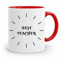 Kubek Czerwony Na Dzień Nauczyciela Best Teacher Z Nadrukiem Ze Zdjęciem