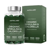 Spirulina + Chlorella organiczna 1800 mg detoks energia 200 kaps | Aavalabs