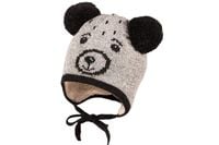 Jamiks ANTONI czapka dla chłopca dwa pompony szary futerko ecru 46-48