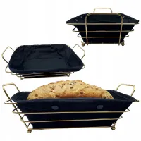 KOSZYK NA PIECZYWO CHLEB OWOCE WARZYWA ZŁOTY Z CZARNYM BAWEŁNIANYM WKŁADEM