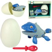 Zestaw Dinozaur Mosasaur z Jajkiem DIY Śrubokręt Niebieski