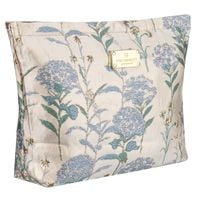 kosmetyczka z materiału syntetycznego w błękitno-beżowym kolorze