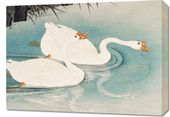 Obraz 70x50cm Geese amid Reeds, Koson Japoński Vintage do Salonu