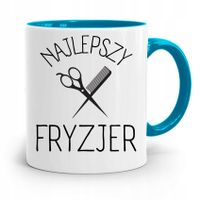 Kubek Błękitny Dla Fryzjera Najlepszy Fryzjer Z Nadrukiem Ze Zdjęciem