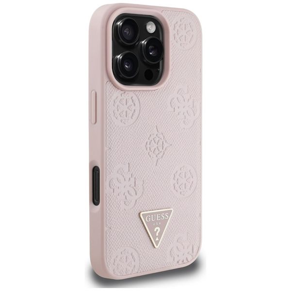 Etui Guess Grained Hot Stamp Peony Triangle Logo MagSafe do iPhone 16 Pro zdjęcie 4