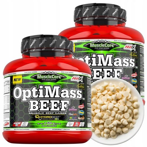 Gainer bez Cukru 5kg OptiMass Beef BCAA Glutamina Węglowodany Beef Protein na Arena.pl