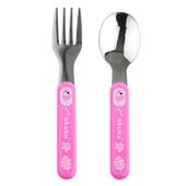 AKUKU SZTUĆCE DLA DZIECI ZE STALI SZLACHETNEJ ŁYŻKA + WIDELEC DO KARMIENIA