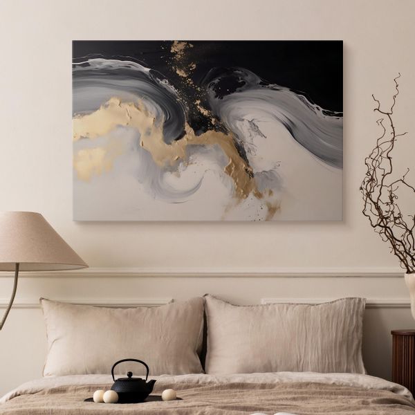 Obraz Ścienny Czarno-Biały MARMUR Nowoczesna Abstrakcja 30cm x 20cm zdjęcie 12