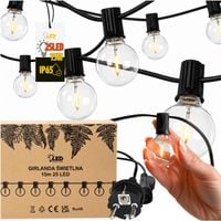 Girlanda ogrodowa świetlna 15m 25 żarówek LED łańcuch świetlny altana tara