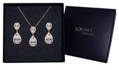 Złoty komplet biżuterii ślubnej łezki KRYSZTAŁKI KOKONET 8-0109 + 8-0112