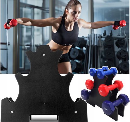 ZESTAW HANTLI DO ĆWICZEŃ HANTLE HANTELKI CIĘŻARKI FITNESS 6szt 12kg STOJAK na Arena.pl