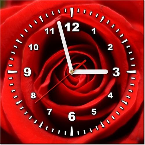 30CM 30CM ZEGAR ŚCIENNY OBRAZ KWIAT CZERWONEJ RÓŻY DRUK PŁÓTNO na Arena.pl