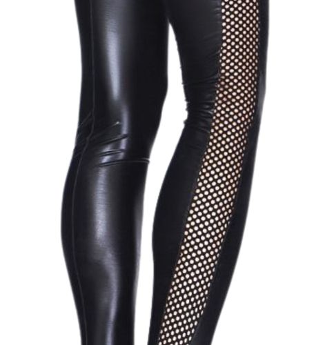 Połyskujące pończochy wet-look z kabaretką S/M na Arena.pl
