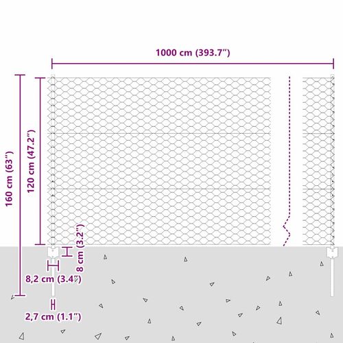 Ogrodzenie z słupkami Zielony 1.2 x 10 m Stal na Arena.pl