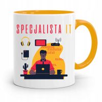 Kubek Żółty Informatyka Programisty Specjalista It Z Nadrukiem Ze Zdjęciem