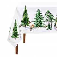 OBRUS 140x220 CM STÓŁ WIGILIJNY CHOINKI LAS BOŻE NARODZENIE PREZENT ŚWIĘTA